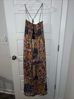 Kohl's Multicolor Boho Maxi Dress with Tassel Spaghetti Straps